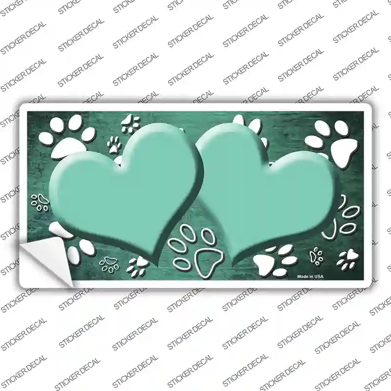 LP-7586s-L Paw Heart Mint White Novelty Sticker Decal, Large