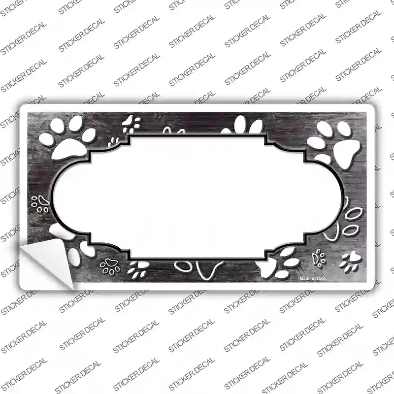 LP-7587s-XL Paw Scallop Black White Novelty Sticker Decal, Extra Large