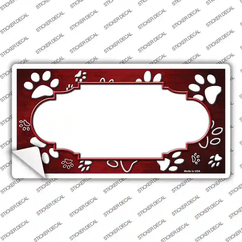 LP-7593s-L Paw Scallop Red White Novelty Sticker Decal, Large