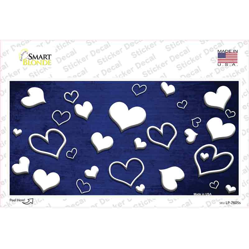 LP-7605s-M Blue White Love Oil Rubbed Novelty Sticker Decal, Medium