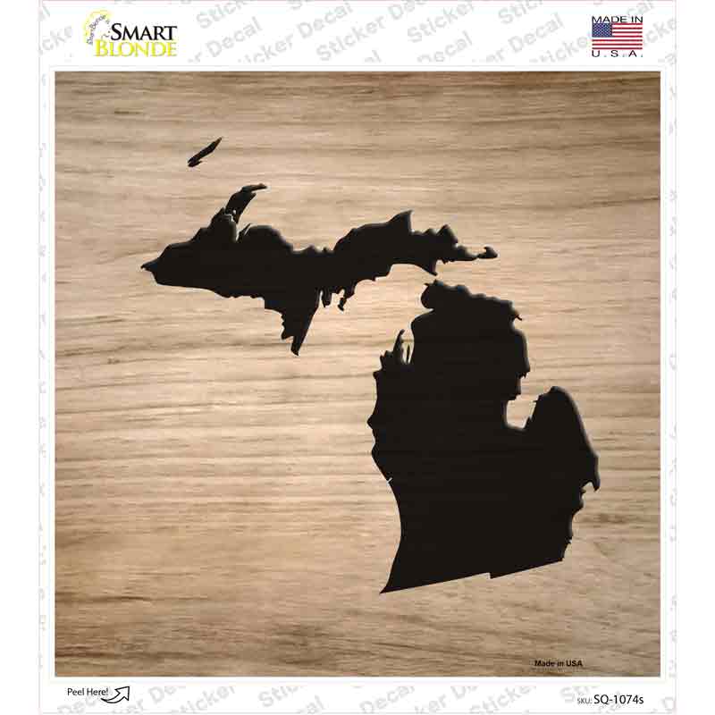 SQ-1074s-M Michigan Shape Letter Tile Novelty Square Sticker Decal, Medium