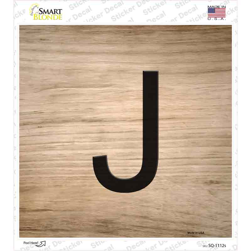 SQ-1112s-M J Letter Tile Novelty Square Sticker Decal, Medium