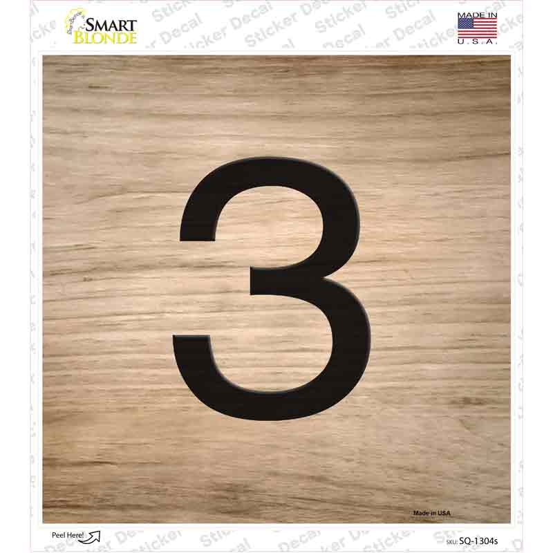 SQ-1304s-M 3 Number Tiles Novelty Square Sticker Decal, Medium