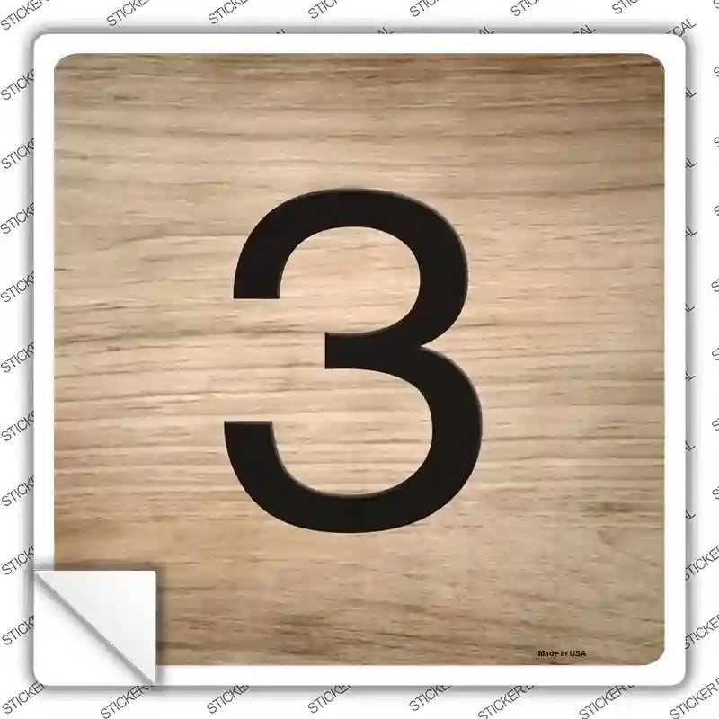 SQ-1304s-XL 3 Number Tiles Novelty Square Sticker Decal, Extra Large