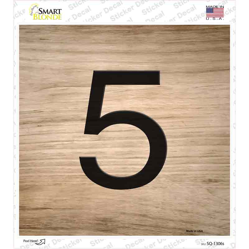 SQ-1306s-M 5 Number Tiles Novelty Square Sticker Decal, Medium