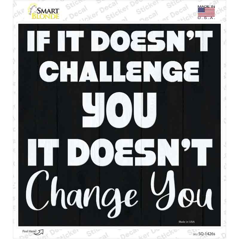SQ-1426s-M No Challenge No Change Novelty Square Sticker Decal, Medium