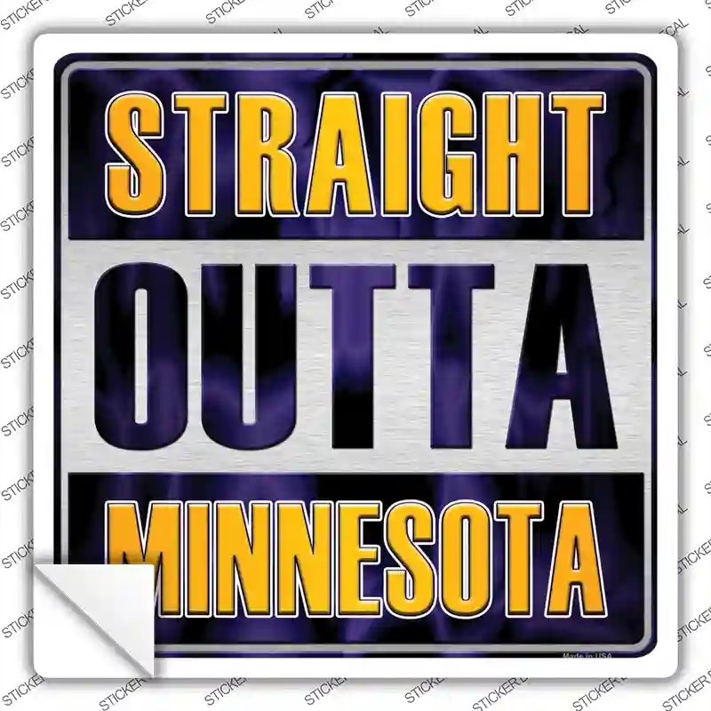 SQ-188s-S Straight Outta Minnesota Novelty Square Sticker Decal, Small