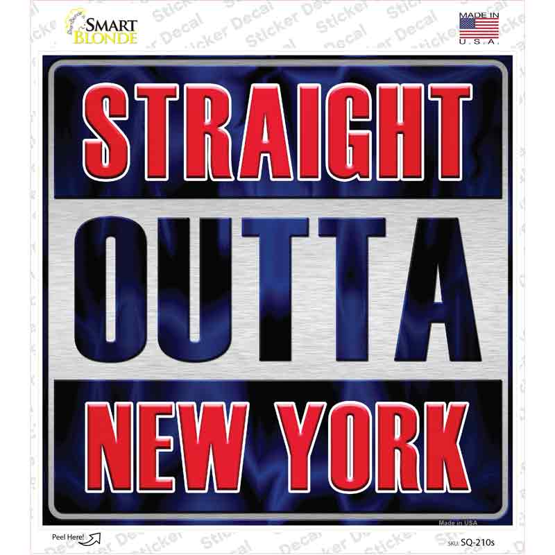 SQ-210s-M Straight Outta   York Red Novelty Square Sticker Decal, Medium
