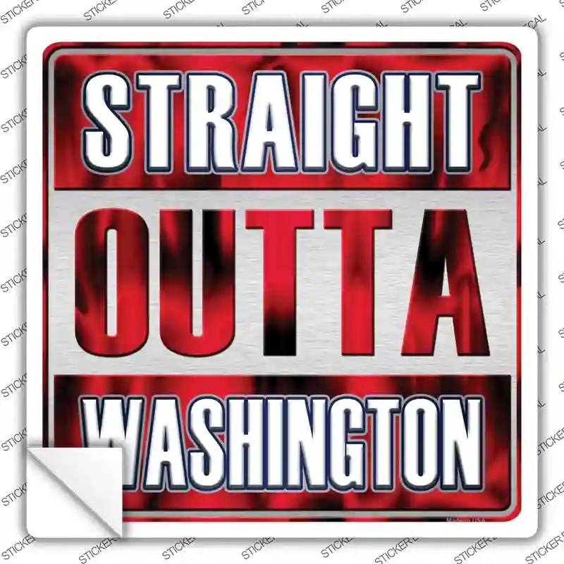 SQ-250s-S Straight Outta Washington White Novelty Square Sticker Decal, Small