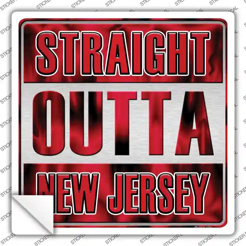 SQ-256s-S Straight Outta   Jersey Novelty Square Sticker Decal, Small