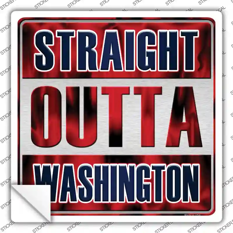 SQ-264s-S Straight Outta Washington Blue Novelty Square Sticker Decal, Small