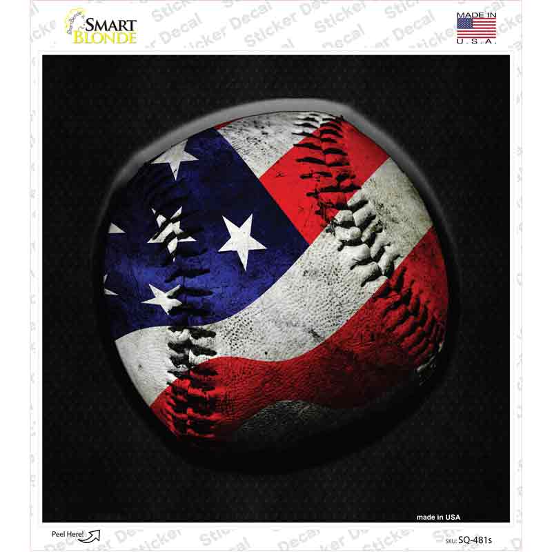 SQ-481s-M American Baseball Novelty Square Sticker Decal, Medium