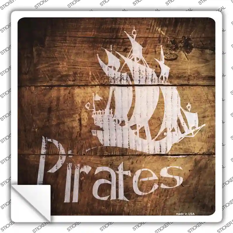 SQ-516s-L Pirates Painted Stencil Novelty Square Sticker Decal, Large