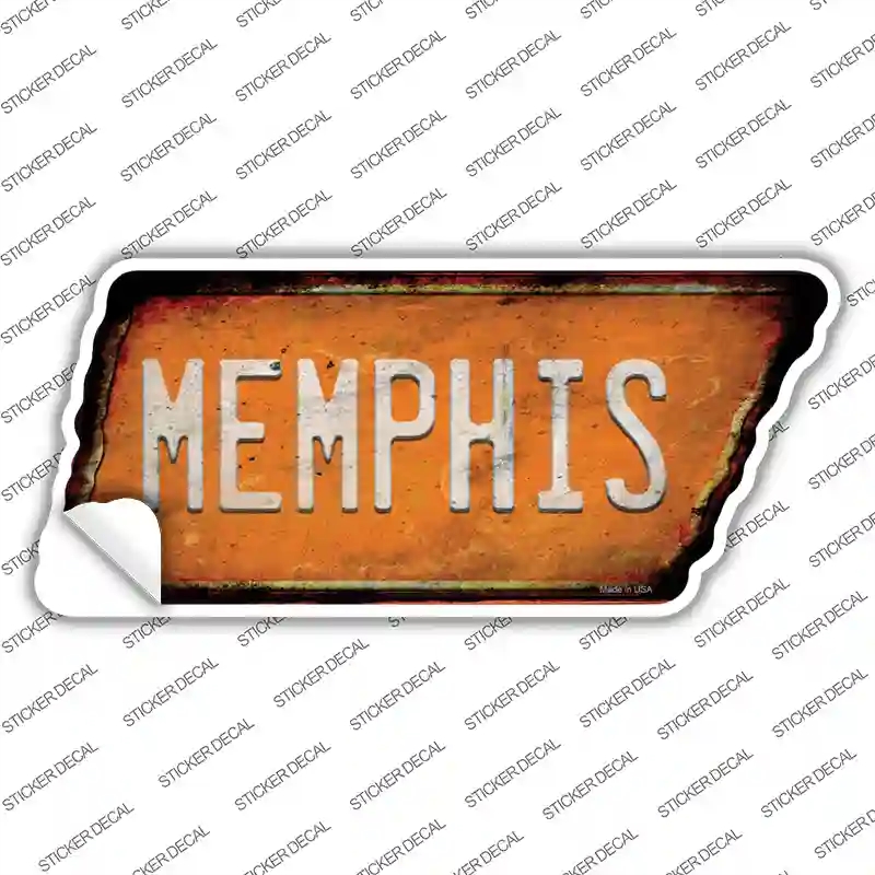 TN-140s-S Memphis Novelty Rusty Tennessee Shape Sticker Decal, Small
