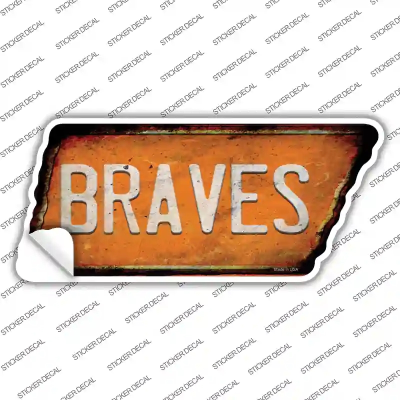 TN-151s-XL Braves Novelty Rusty Tennessee Shape Sticker Decal, Extra Large