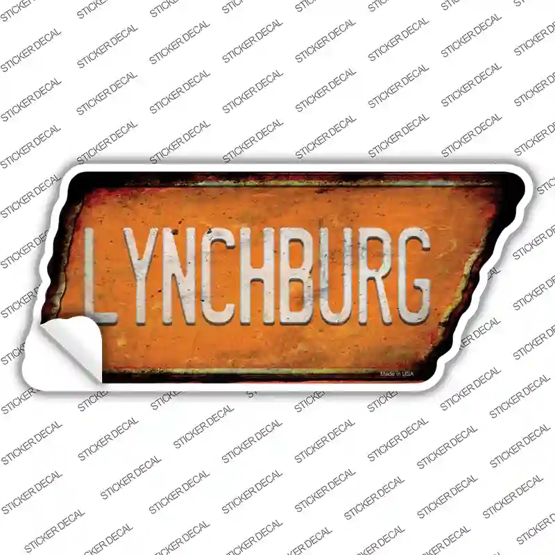 TN-152s-L Lynchburg Novelty Rusty Tennessee Shape Sticker Decal, Large