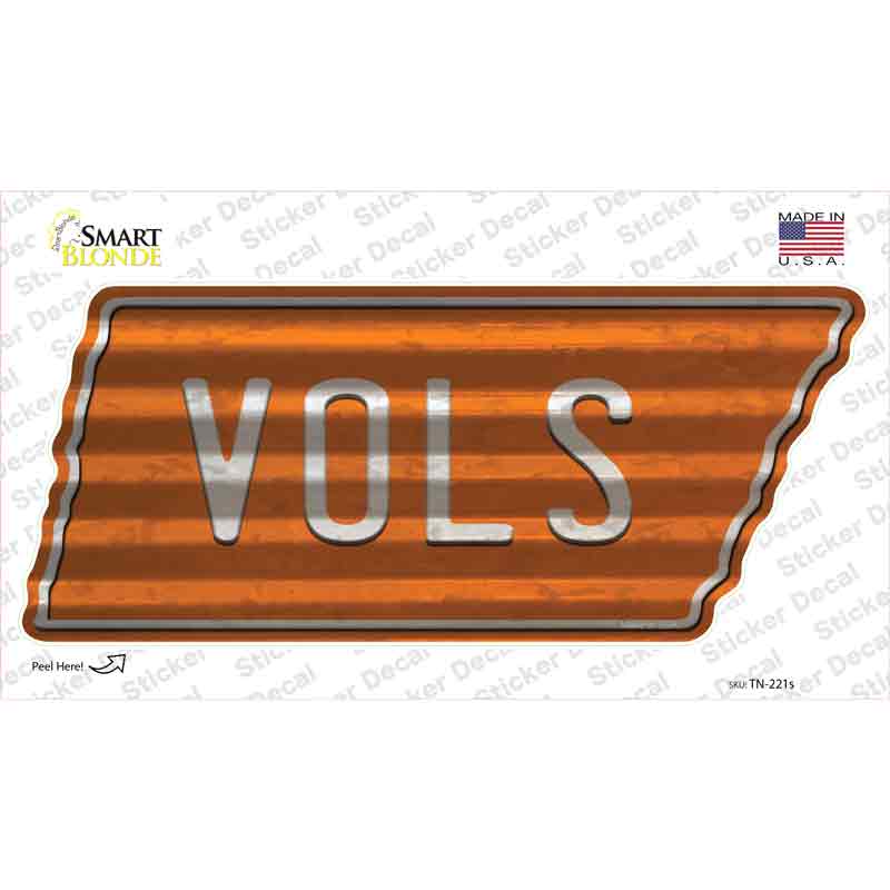 TN-221s-M Vols Novelty Corrugated Tennessee Shape Sticker Decal, Medium