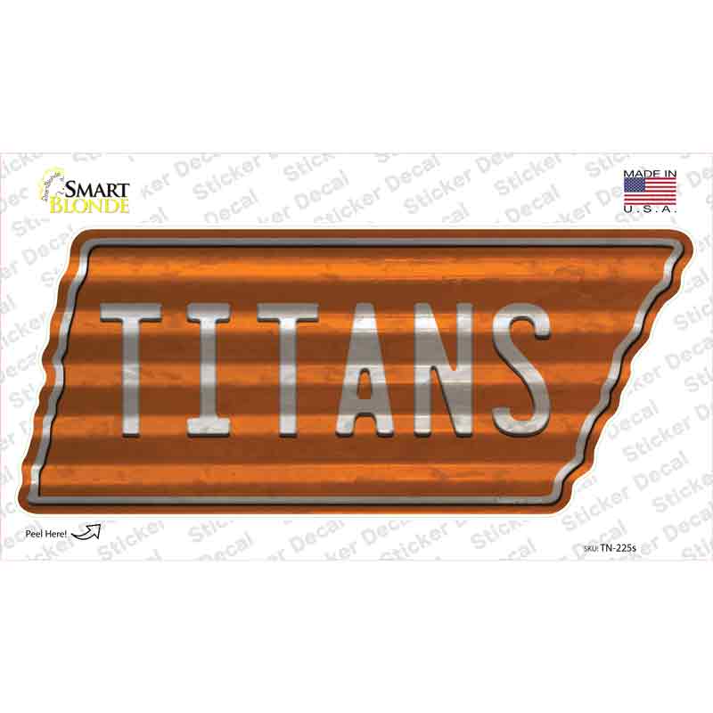 TN-225s-M Titans Novelty Corrugated Tennessee Shape Sticker Decal, Medium
