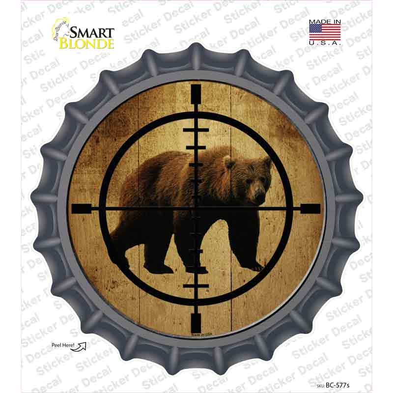 BC-577s-M Bear Hunter Novelty Bottle Cap Sticker Decal, Medium