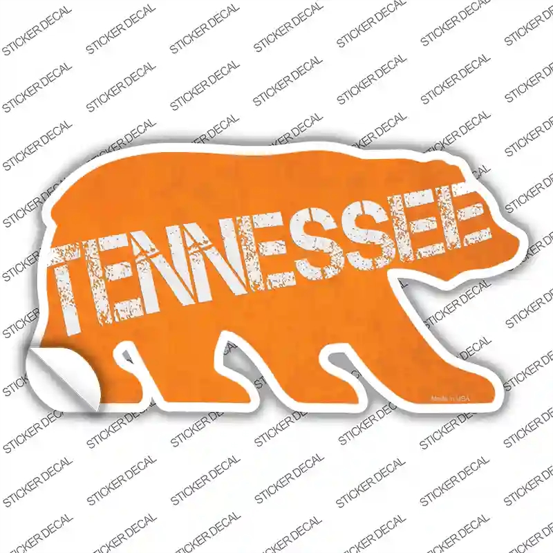 BR-022s-S TN Orange Novelty Bear Sticker Decal, Small