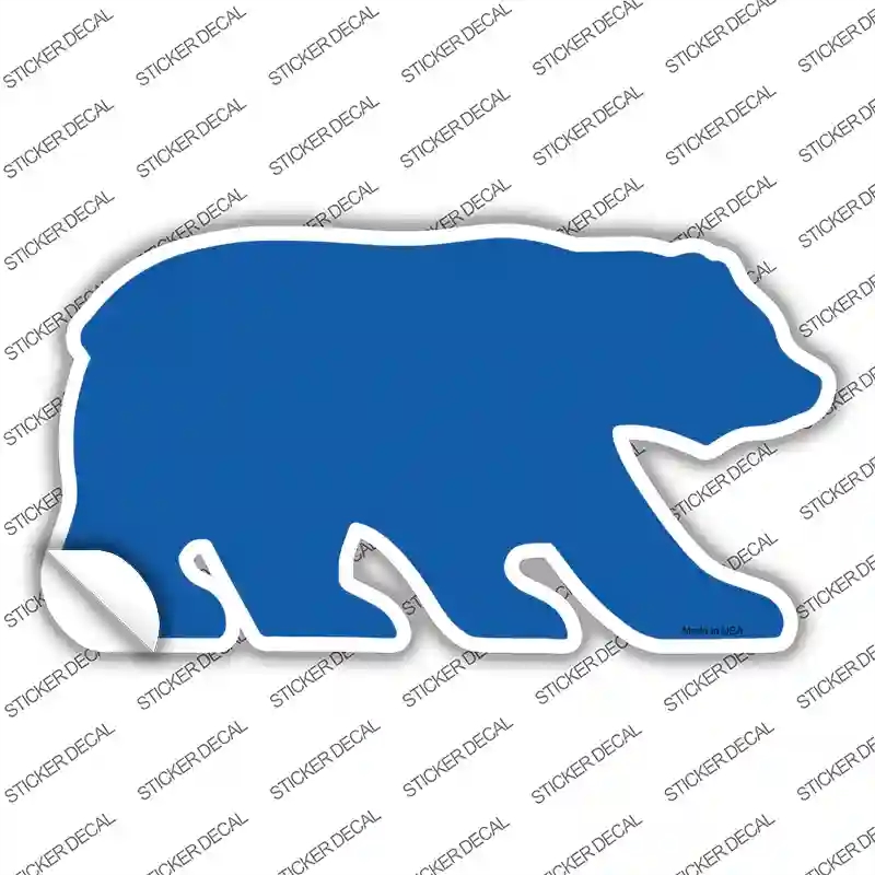 BR-005s-S Blue Solid Novelty Bear Sticker Decal, Small