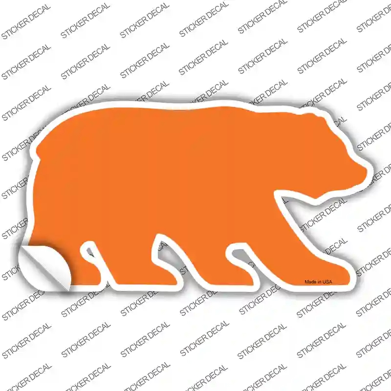 BR-007s-L Orange Solid Novelty Bear Sticker Decal, Large