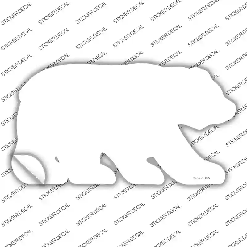 BR-001s-L White Solid Novelty Bear Sticker Decal, Large