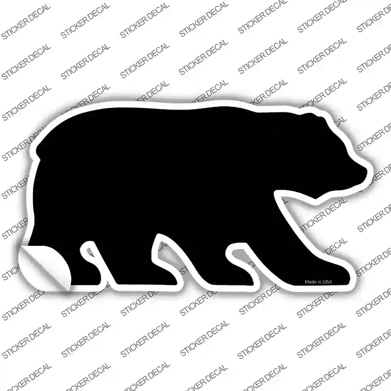 BR-002s-XL Black Solid Novelty Bear Sticker Decal, Extra Large