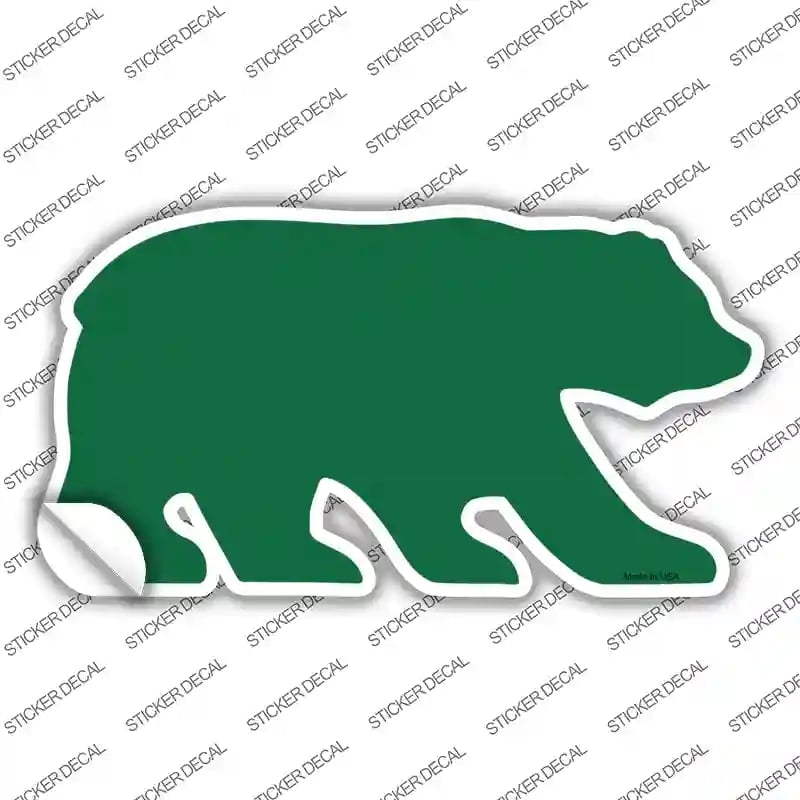 BR-004s-L Green Solid Novelty Bear Sticker Decal, Large