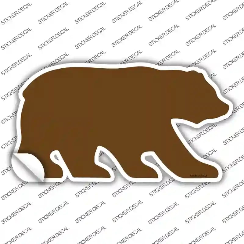 BR-011s-S Brown Solid Novelty Bear Sticker Decal, Small