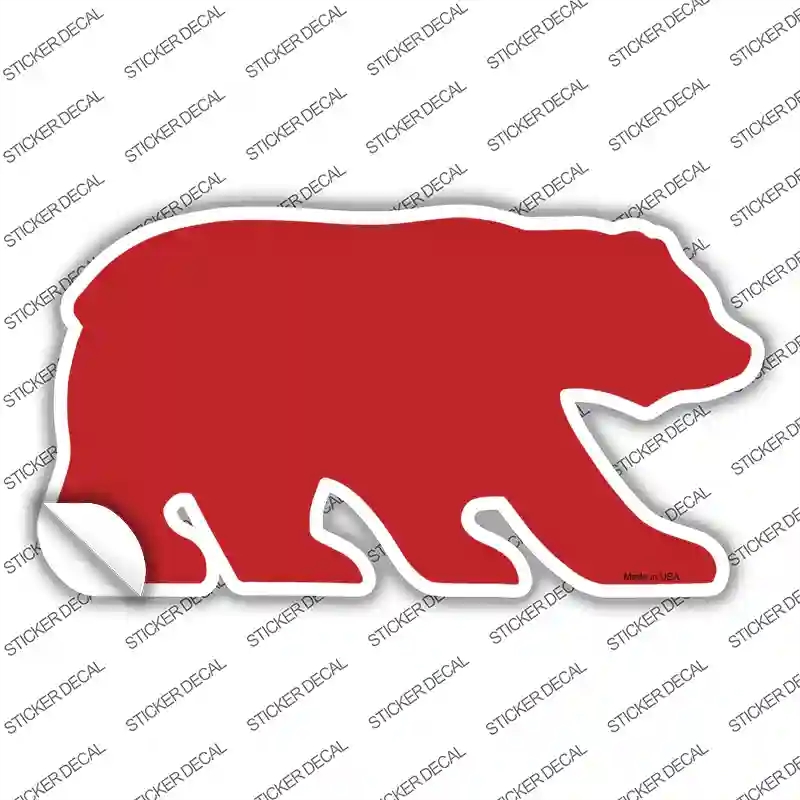 BR-008s-S Red Solid Novelty Bear Sticker Decal, Small