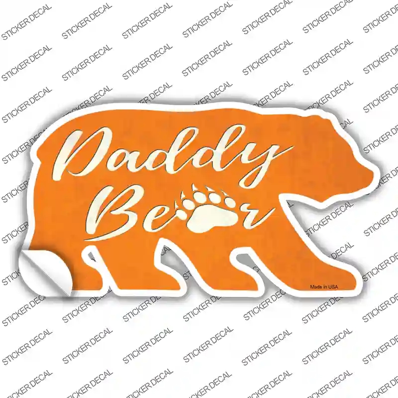 BR-025s-XL Daddy Paw Orange Novelty Bear Sticker Decal, Extra Large