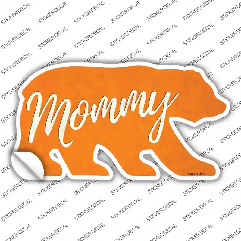 BR-031s-L Mommy Orange Novelty Bear Sticker Decal, Large