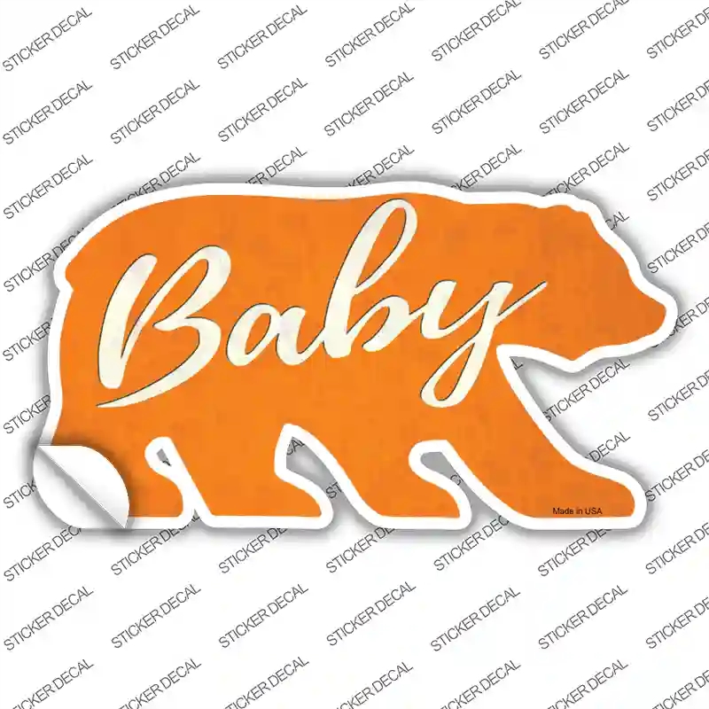 BR-035s-S Baby Orange Novelty Bear Sticker Decal, Small