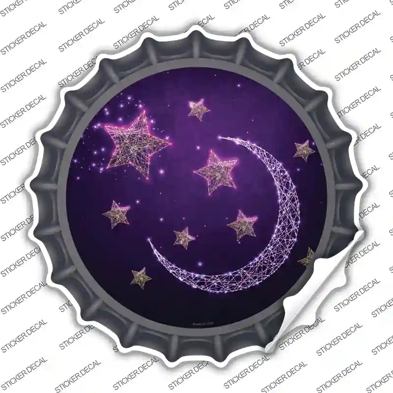 BC-1650s-XL Moon & Stars Novelty Bottle Cap Sticker Decal, Extra Large