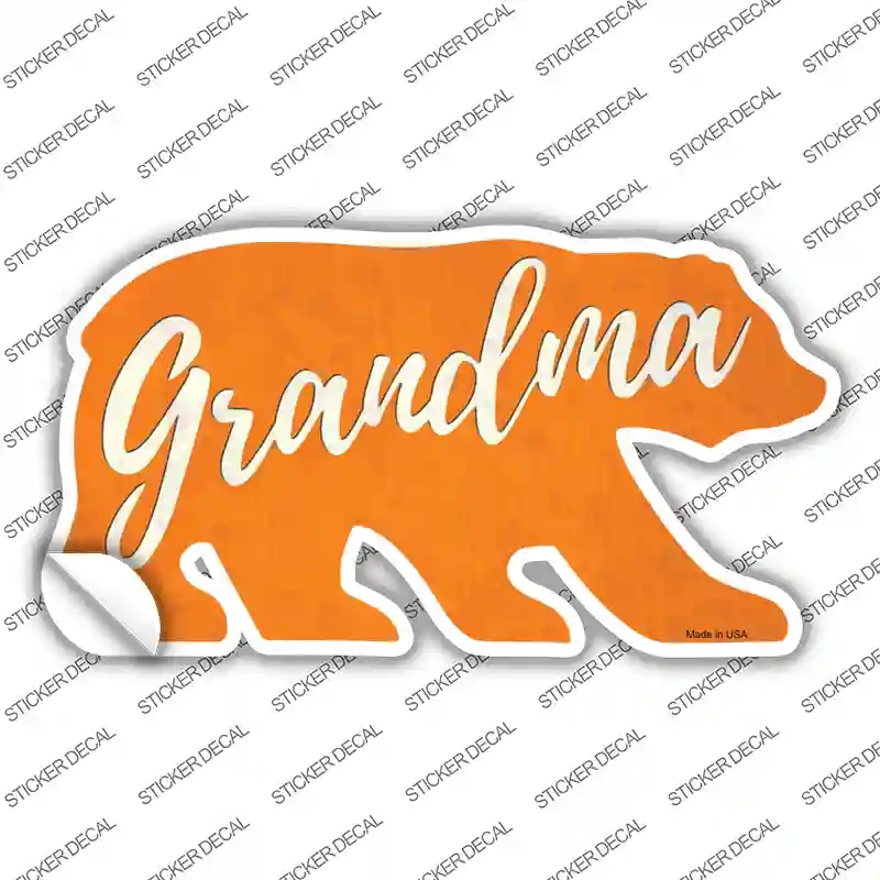 BR-036s-S Grandma Orange Novelty Bear Sticker Decal, Small