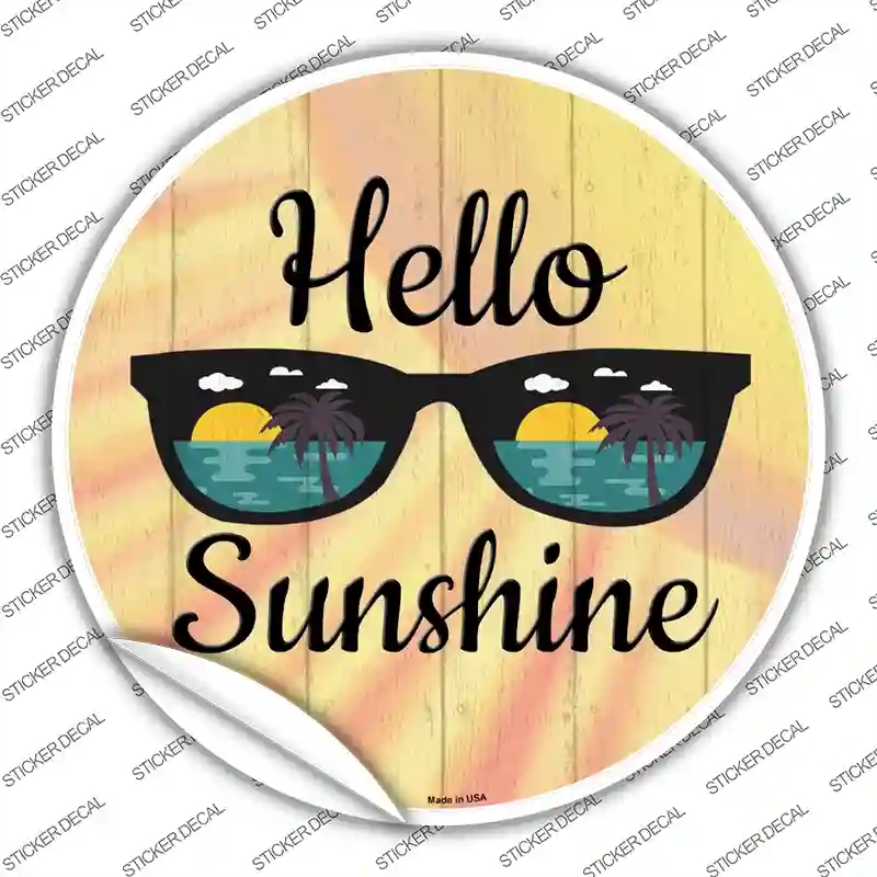 C-1405s-L Hello Sunshine Novelty Circle Sticker Decal, Large