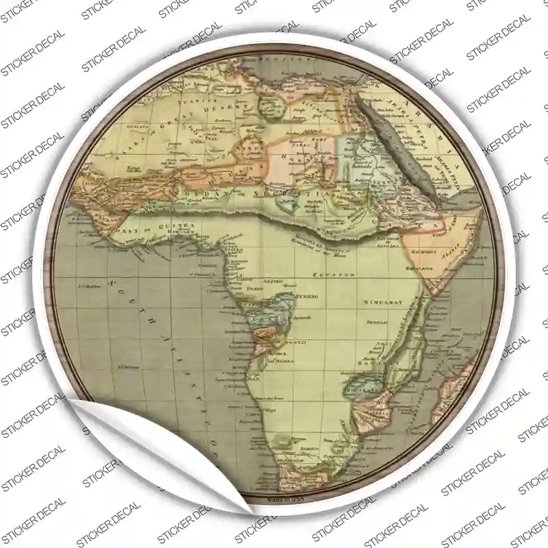 C-1608s-S Africa Map Novelty Circle Sticker Decal, Small