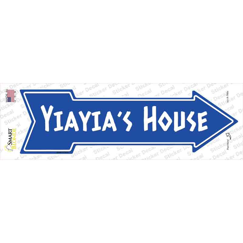 A-766s-M Yiayias House Blue Novelty Arrow Sticker Decal, Medium