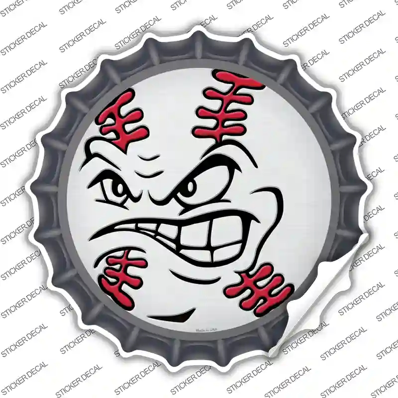 BC-737s-XL Angry Baseball Novelty Bottle Cap Sticker Decal, Extra Large
