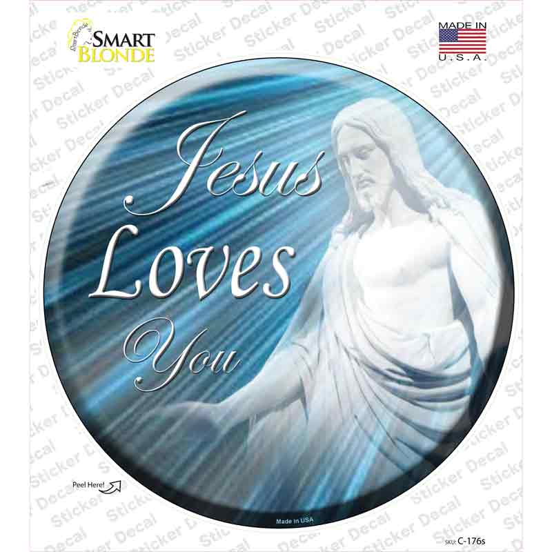 C-176s-M Jesus Loves You Novelty Circle Sticker Decal, Medium