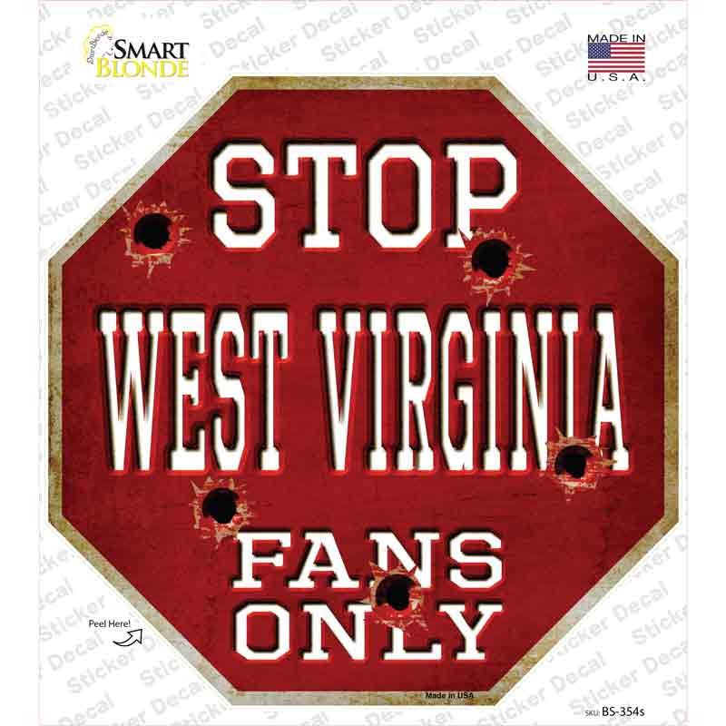 BS-354s-M West Virginia Fans Only Novelty Octagon Sticker Decal, Medium