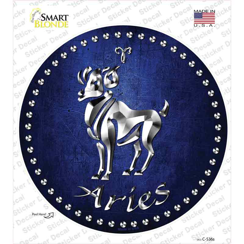 C-536s-M Aries Novelty Circle Sticker Decal, Medium