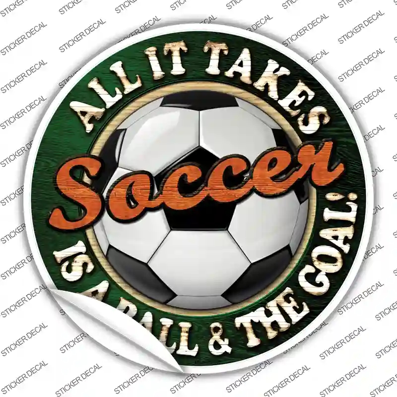 C-663s-S Soccer Novelty Circle Sticker Decal, Small