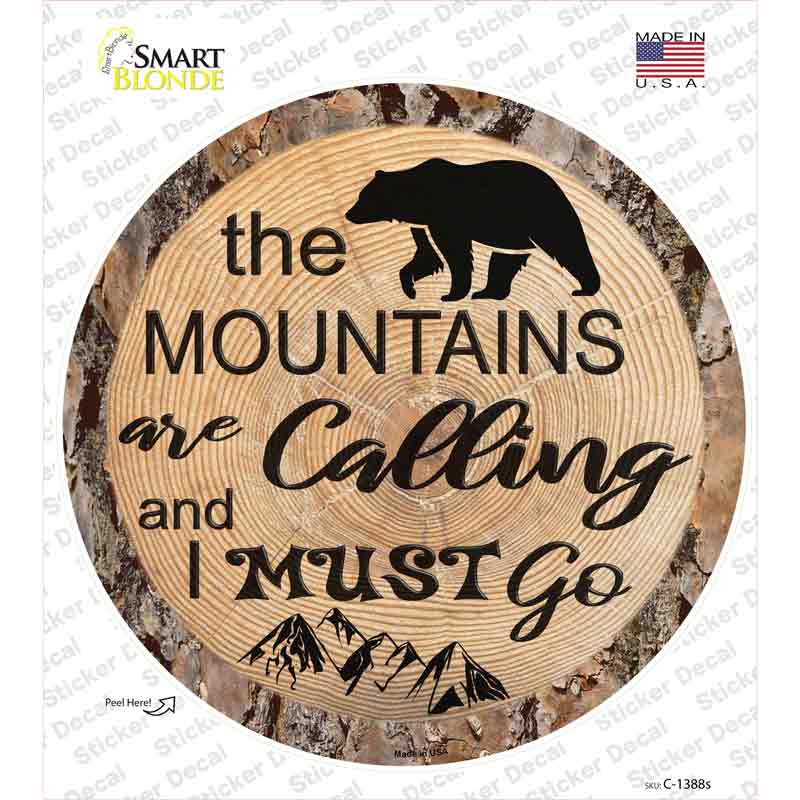 C-1388s-M Mountains Are Calling Novelty Circle Sticker Decal, Medium