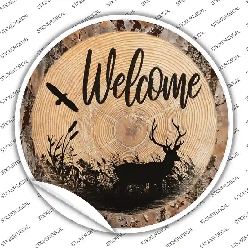 C-1395s-S Welcome Elk Novelty Circle Sticker Decal, Small