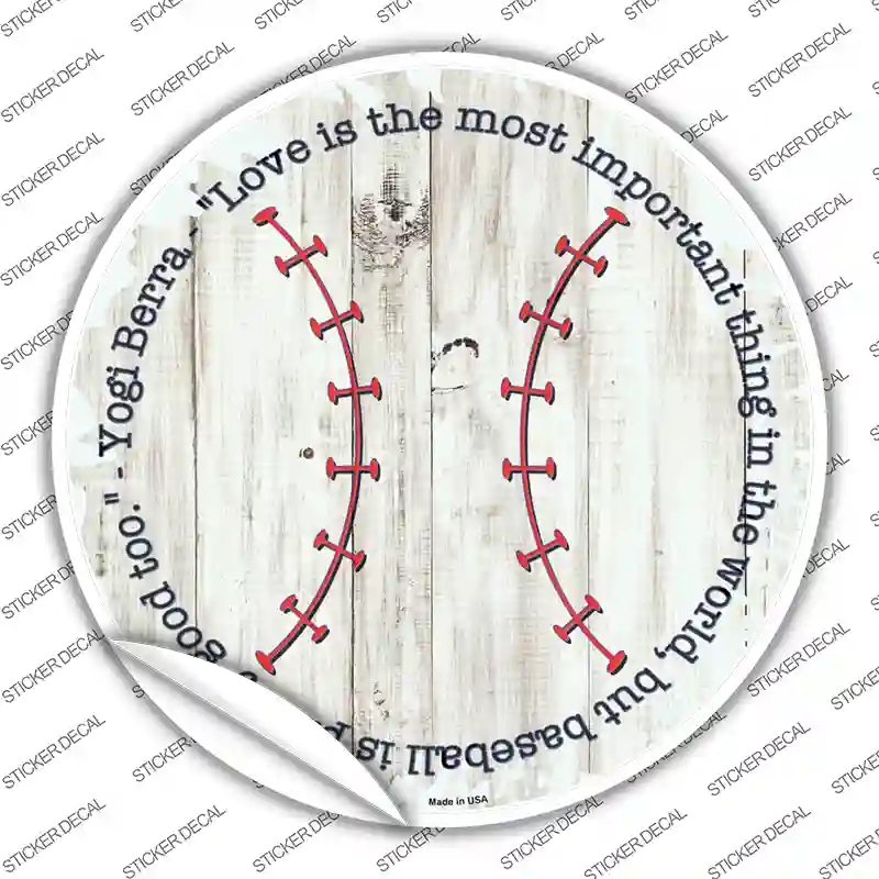 C-1416s-S Love & Baseball Novelty Circle Sticker Decal, Small