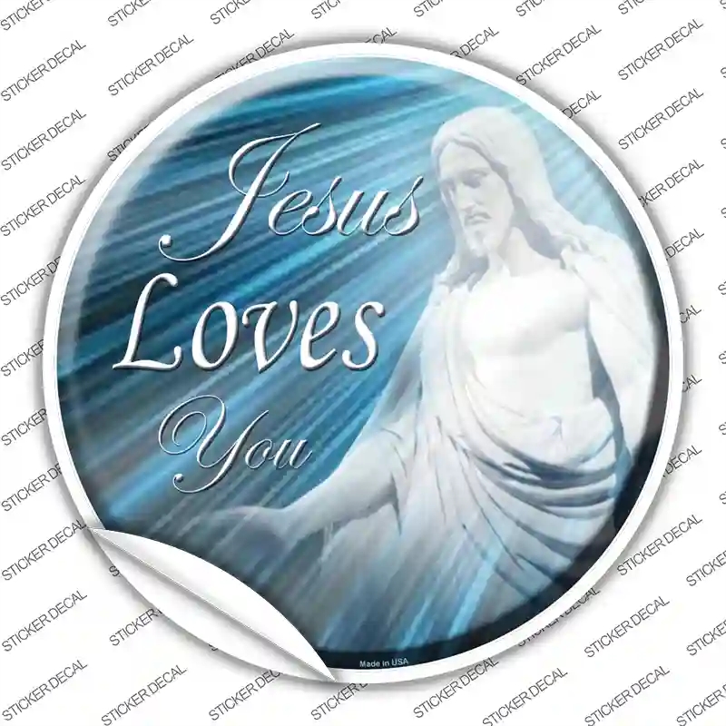 C-176s-S Jesus Loves You Novelty Circle Sticker Decal, Small