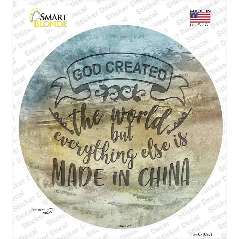 C-1095s-M God Created the World Novelty Circle Sticker Decal, Medium
