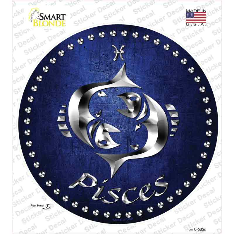 C-535s-M Pisces Novelty Circle Sticker Decal, Medium
